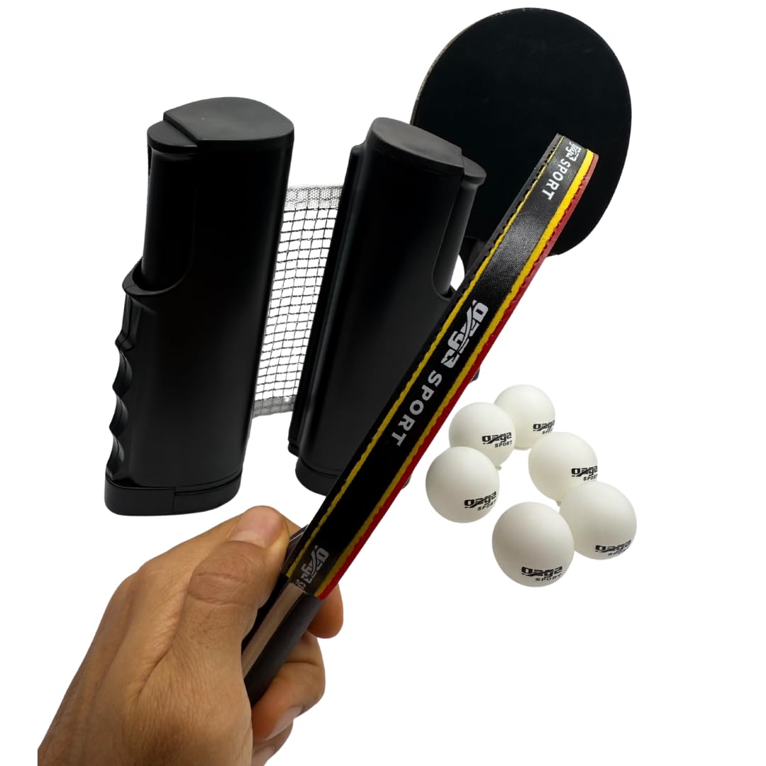 Gagasport Retractable Ping Pong Net Set – Portable Table Tennis Net, 2 Paddles, 6 Balls