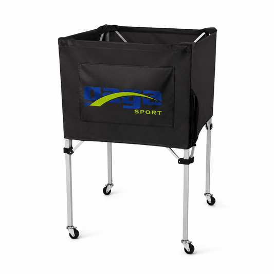 Folding Volleyball Ball Cart with Logo Panel – Team Sports Equipment Storage Rack GagaSport