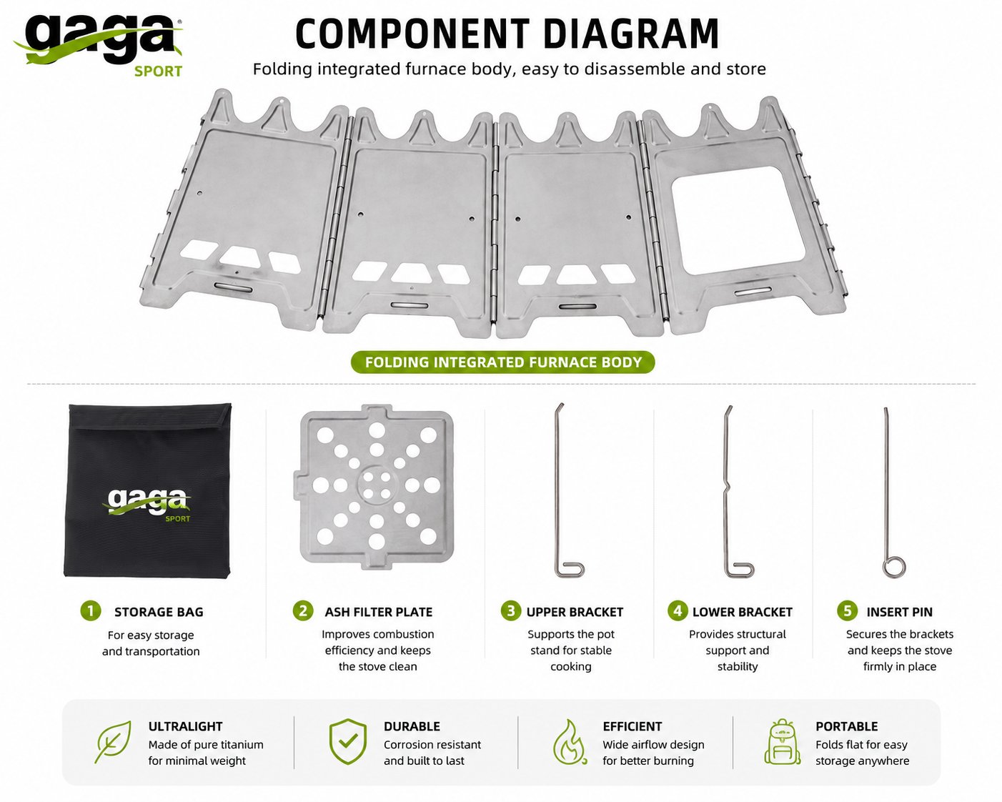 Gaga Sport Titanium Wood Burning Camping Stove